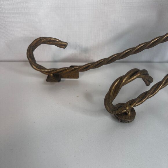 Gold Brass Twisted Rope Wall Sconce Shelf BASE VTG Decorative Regency Victorian - Picture 2 of 7